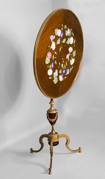 Мезон ТААН и Жюльен-Николя РИВАР (1802-1867) – Изящный круглый столик на одной ножке с откидывающейся столешницей, украшенный маркетри из фарфора-4