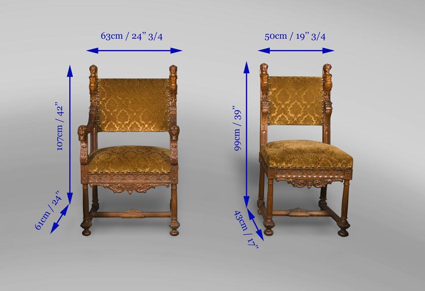 МОИС МИКЕЛАНЖЕЛО ГУГЕНХЕЙМ (1837 – 1910), Два кресла и четыре стула МОИС МИКЕЛАНЖЕЛО ГУГЕНХЕЙМ (1837 – 1910), Два кресла и четыре стула-11