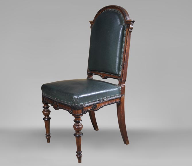 Красивая столовая, изготовленная из скульптурного орехового дерева, с клеймом краснодеревщика Поля Мазароз. Красивая столовая, изготовленная из скульптурного орехового дерева, с клеймом краснодеревщика Поля Мазароз.-16