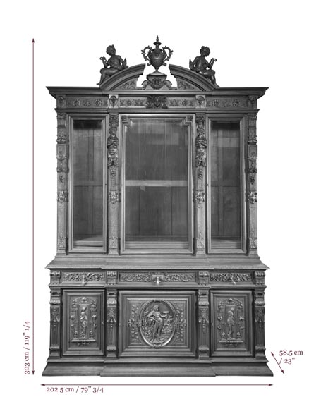 Красивая столовая, изготовленная из скульптурного орехового дерева, с клеймом краснодеревщика Поля Мазароз. Красивая столовая, изготовленная из скульптурного орехового дерева, с клеймом краснодеревщика Поля Мазароз.-19