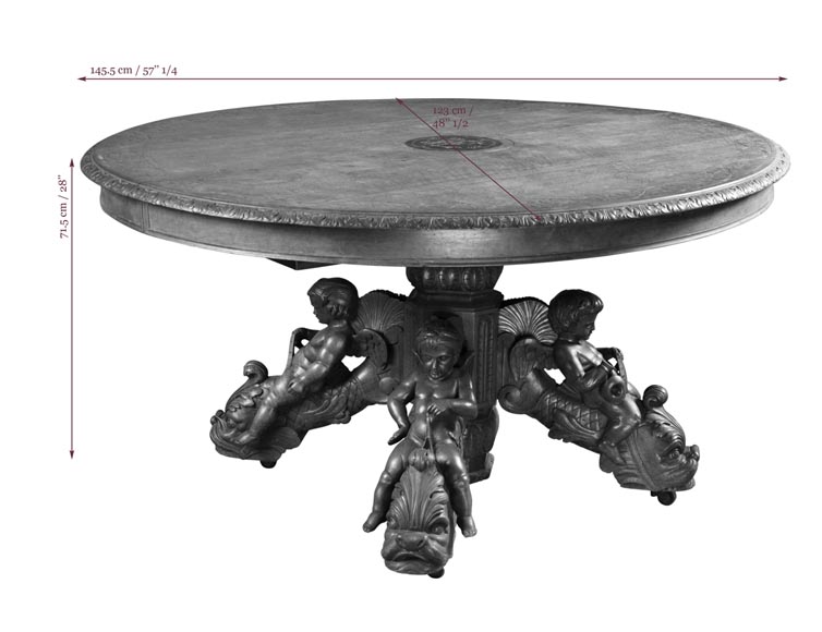 Красивая столовая, изготовленная из скульптурного орехового дерева, с клеймом краснодеревщика Поля Мазароз. Красивая столовая, изготовленная из скульптурного орехового дерева, с клеймом краснодеревщика Поля Мазароз.-20