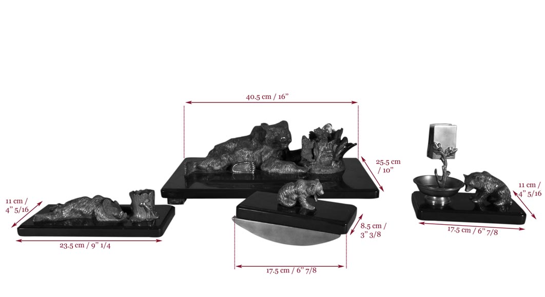 Николай Иванович Либерих (модель) для литейной мастерской Верфеля в Санкт-Петербурге – Набор настольных принадлежностей из бронзы и черного мрамора, украшенный медведями. Николай Иванович Либерих (модель) для литейной мастерской Верфеля в Санкт-Петербурге – Набор настольных принадлежностей из бронзы и черного мрамора, украшенный медведями.-16