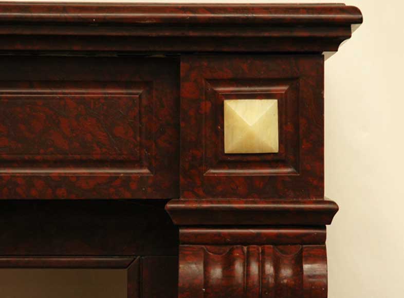 Камин из красного мрамора гриот и вставками из оникса. Камин из красного мрамора гриот и вставками из оникса.-4