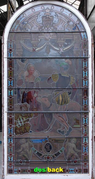 « Leaving for the Hunt , Important enamelled stained glass window by Maison Lorin coming from the Château des Ollières in Nice, France_ru