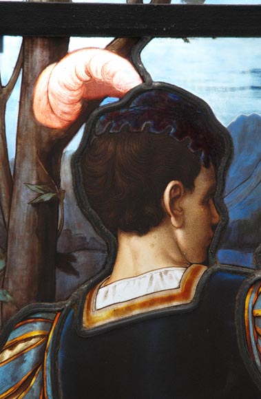 Большая редкостьвитраж« Отправление на охоту»подписан Lorin, датируется 1883 г. Большая редкостьвитраж« Отправление на охоту»подписан Lorin, датируется 1883 г.-3