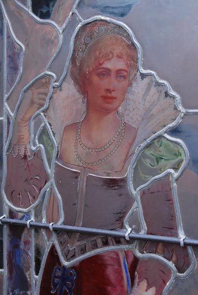 Большая редкостьвитраж« Отправление на охоту»подписан Lorin, датируется 1883 г. Большая редкостьвитраж« Отправление на охоту»подписан Lorin, датируется 1883 г.-11