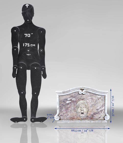 Фронтон фонтана, изготовленный из Каррарского мрамора и мрамора цвета цветка персикового дерева. Фронтон фонтана, изготовленный из Каррарского мрамора и мрамора цвета цветка персикового дерева.-6