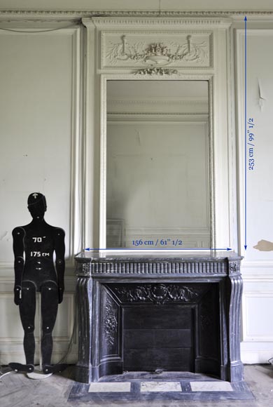 Большое старинное трюмо в стиле Людовика XVI с ртутным зеркалом. Большое старинное трюмо в стиле Людовика XVI с ртутным зеркалом.-5