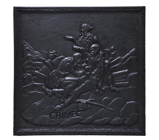 «Крымская битва», старинная каминная плита. «Крымская битва», старинная каминная плита.-0