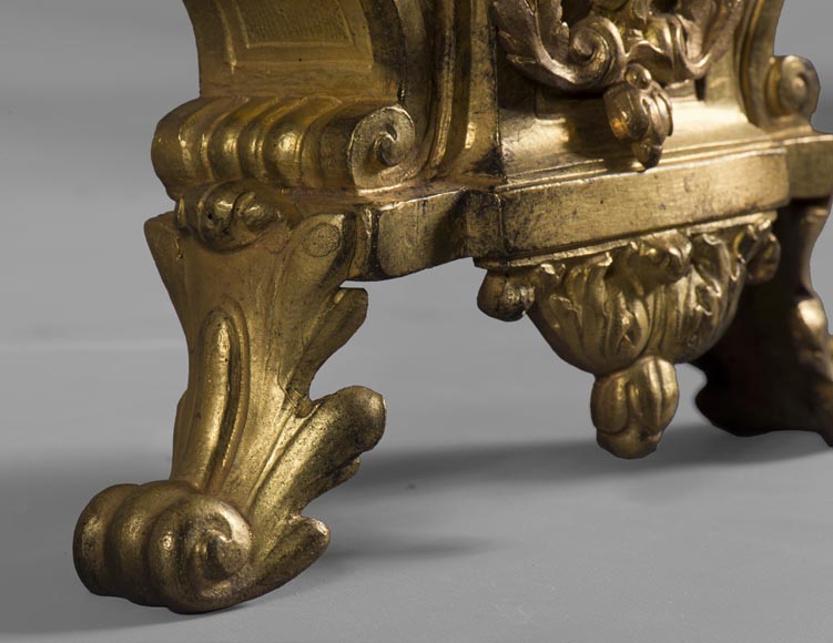 «Две реки», пара старинных дровниц из позолоченной бронзы. «Две реки», пара старинных дровниц из позолоченной бронзы.-4