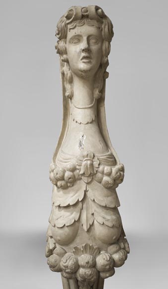 Пара кариатид 18 века, изготовленных из скульптурного и крашеного дерева. Пара кариатид 18 века, изготовленных из скульптурного и крашеного дерева.-3