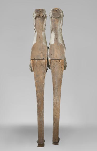 Пара кариатид 18 века, изготовленных из скульптурного и крашеного дерева. Пара кариатид 18 века, изготовленных из скульптурного и крашеного дерева.-5