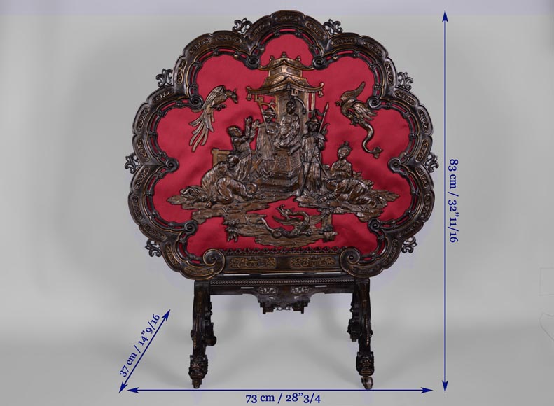 Мезон МАРНИАК (Maison MARNYHAC) (приписано работе) - Редкий старинный защитный экран камина в китайском стиле, изготовленный из бронзы с коричневой патиной, вторая половина 19 века. Мезон МАРНИАК (Maison MARNYHAC) (приписано работе) - Редкий старинный защитный экран камина в китайском стиле, изготовленный из бронзы с коричневой патиной, вторая половина 19 века.-11