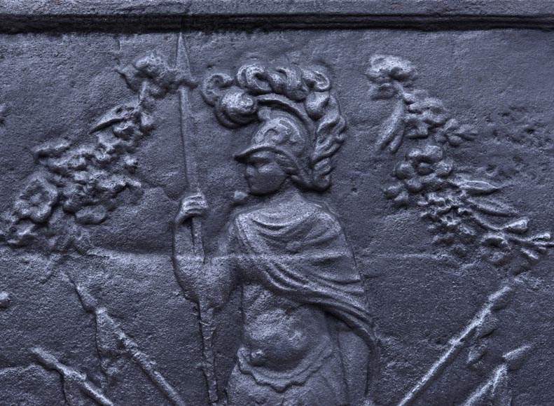 «Марс между Купидоном и Алектионом», старинная каминная плита. «Марс между Купидоном и Алектионом», старинная каминная плита.-1