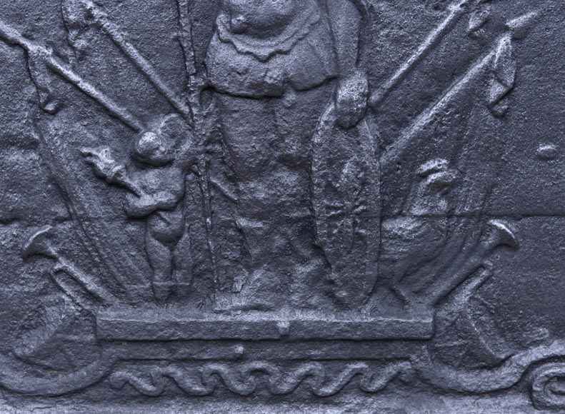 «Марс между Купидоном и Алектионом», старинная каминная плита. «Марс между Купидоном и Алектионом», старинная каминная плита.-2