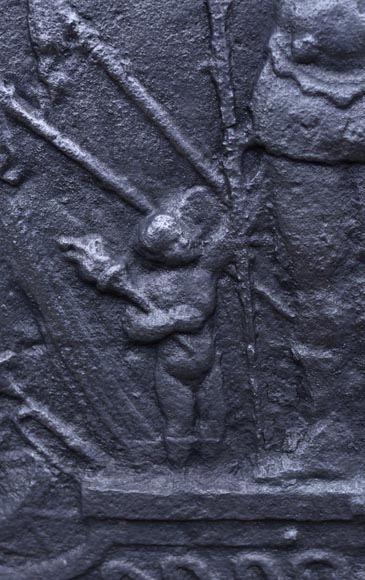 «Марс между Купидоном и Алектионом», старинная каминная плита. «Марс между Купидоном и Алектионом», старинная каминная плита.-3