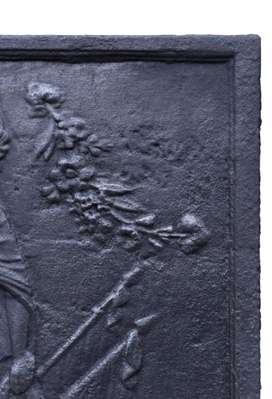 «Марс между Купидоном и Алектионом», старинная каминная плита. «Марс между Купидоном и Алектионом», старинная каминная плита.-5