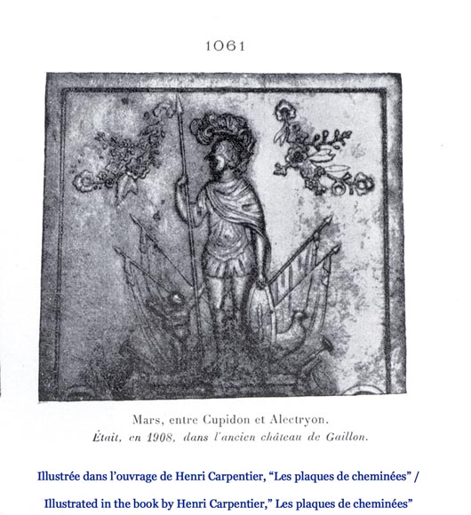 «Марс между Купидоном и Алектионом», старинная каминная плита. «Марс между Купидоном и Алектионом», старинная каминная плита.-7
