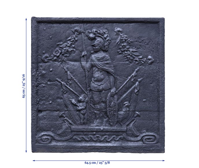 «Марс между Купидоном и Алектионом», старинная каминная плита. «Марс между Купидоном и Алектионом», старинная каминная плита.-8