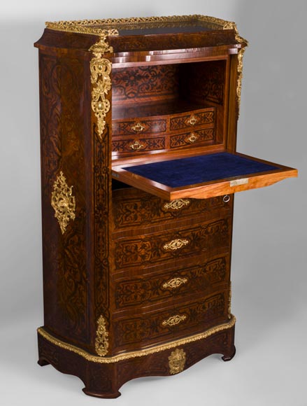 Жюльен-Николя РИВАР (1802-1867) – Секретер-комод, украшенный маркетри из дерева и фарфора в виде распустившихся роз Жюльен-Николя РИВАР (1802-1867) – Секретер-комод, украшенный маркетри из дерева и фарфора в виде распустившихся роз-4