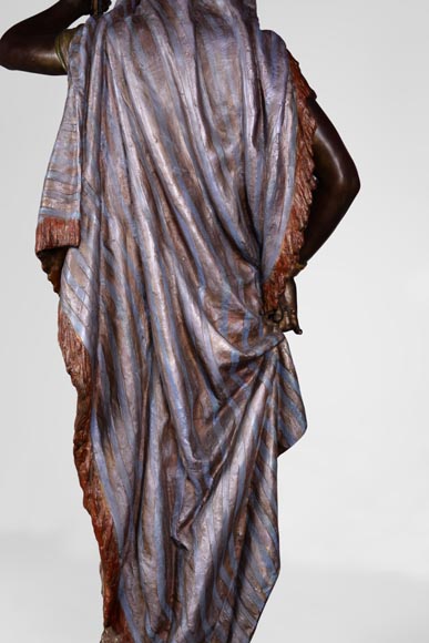 Анатоль Ж. ГИЙО (1865-1911) (по модели) - «Девушка Востока», большой напольный светильник из многоцветного шпиатра. Анатоль Ж. ГИЙО (1865-1911) (по модели) - «Девушка Востока», большой напольный светильник из многоцветного шпиатра.-9