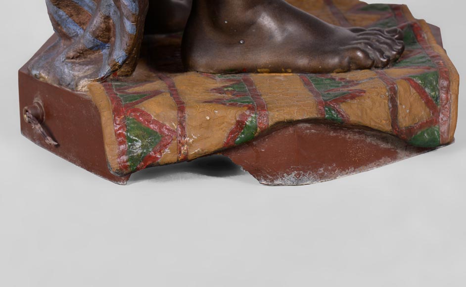 Анатоль Ж. ГИЙО (1865-1911) (по модели) - «Девушка Востока», большой напольный светильник из многоцветного шпиатра. Анатоль Ж. ГИЙО (1865-1911) (по модели) - «Девушка Востока», большой напольный светильник из многоцветного шпиатра.-10