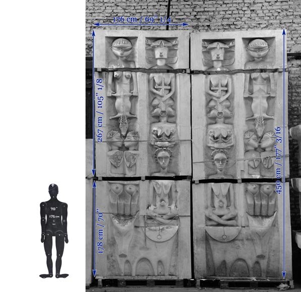 Ансамбль монументальных декоративных элементов в этническом стиле, изготовленных из гипса, 20 век. Ансамбль монументальных декоративных элементов в этническом стиле, изготовленных из гипса, 20 век.-13