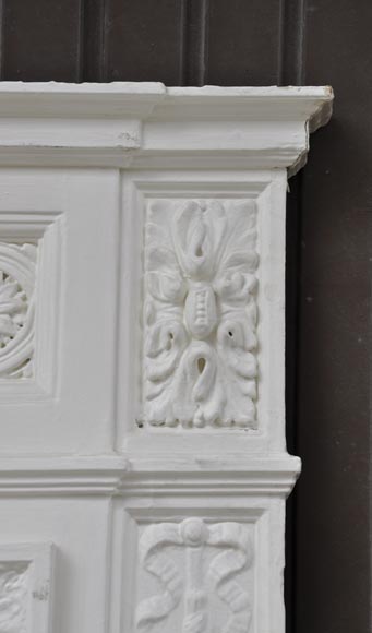 Старинное трюмо в стиле Людовика XVI, украшенное фризом из цветов, дерево и крашеный стюк. Старинное трюмо в стиле Людовика XVI, украшенное фризом из цветов, дерево и крашеный стюк.-3