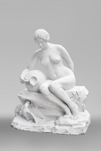 «Источник», большая садовая статуя из белого мрамора. «Источник», большая садовая статуя из белого мрамора.-0