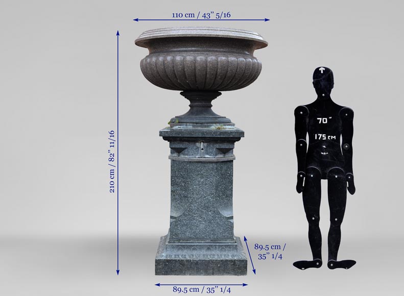 Большая старинная чаша из гранита, французского производства, середина 19 века. Большая старинная чаша из гранита, французского производства, середина 19 века.-10