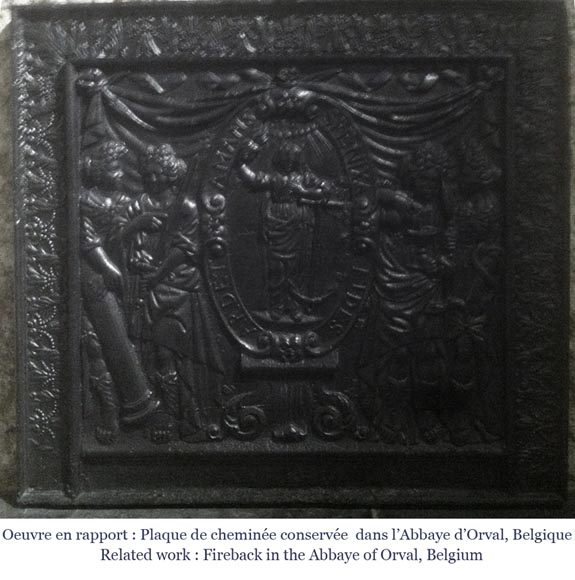 Старинная каминная плита, украшенная янсенистской сценкой, 18 век. Старинная каминная плита, украшенная янсенистской сценкой, 18 век.-7