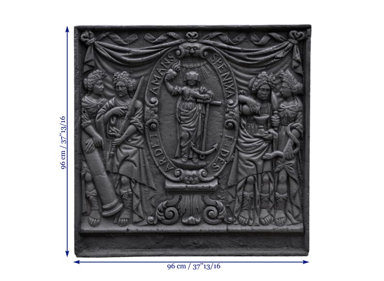 Старинная каминная плита, украшенная янсенистской сценкой, 18 век. Старинная каминная плита, украшенная янсенистской сценкой, 18 век.-8