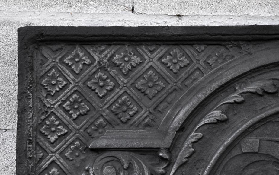 Большая старинная каминная плита в стиле Людовика XV, украшенная сценкой с Дианой и мудрецами, 18 век. Большая старинная каминная плита в стиле Людовика XV, украшенная сценкой с Дианой и мудрецами, 18 век.-4