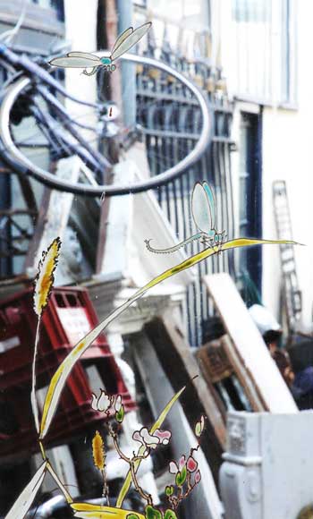 Витраж с серой цаплей Витраж с серой цаплей-4