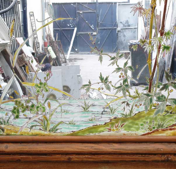 Витраж с серой цаплей Витраж с серой цаплей-5