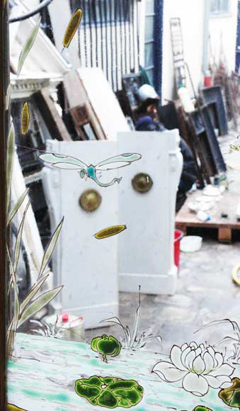 Витраж с серой цаплей Витраж с серой цаплей-7