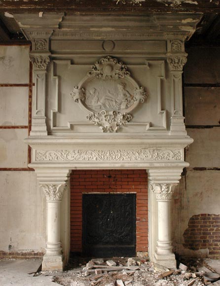 Monumental antique Neo-Renaissance style stone mantel coming from the Chateau of Montgeon_ru