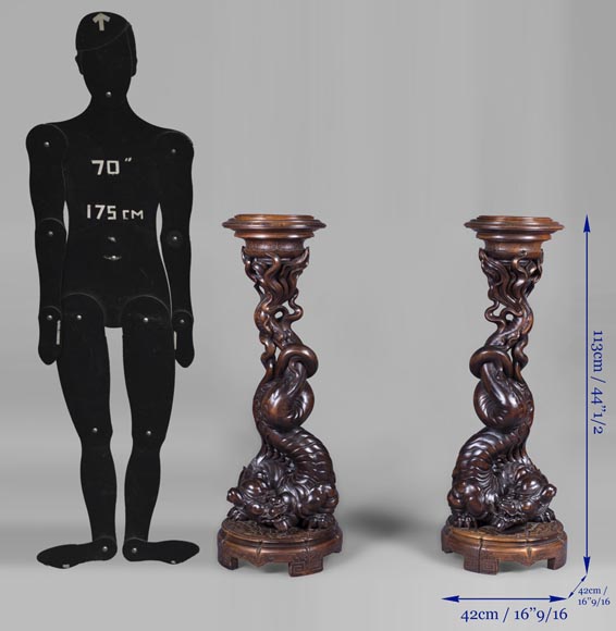 Мезон Бамбука Перре и Вибера  (относится к работе) - Пара подставок в японском стиле, украшенных драконами Мезон Бамбука Перре и Вибера  (относится к работе) - Пара подставок в японском стиле, украшенных драконами-11