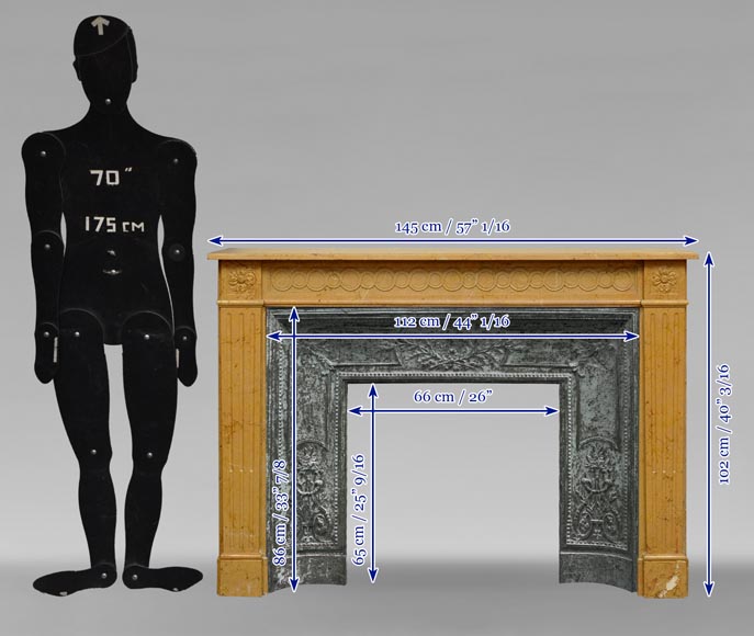 Старинный камин из жёлтого мрамора в стиле Людовика XVI. Старинный камин из жёлтого мрамора в стиле Людовика XVI.-7