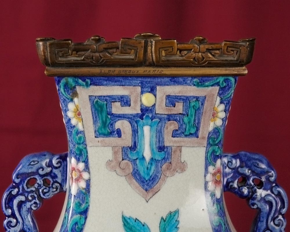 МЕЗОН АЛФОНС ЖИРУ (1799-1885) И ШАРЛЬ ФИКЕНЕ, Пара японских ваз. МЕЗОН АЛФОНС ЖИРУ (1799-1885) И ШАРЛЬ ФИКЕНЕ, Пара японских ваз.-1