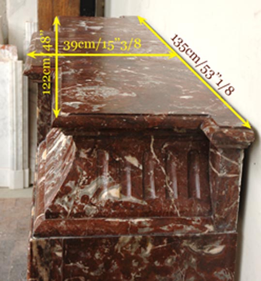 Старинный мраморный камин в стиле Людовика XIV с акротерием.   Старинный мраморный камин в стиле Людовика XIV с акротерием.  -7