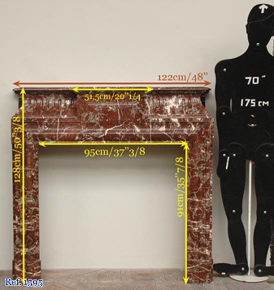 Старинный мраморный камин в стиле Людовика XIV с акротерием.   Старинный мраморный камин в стиле Людовика XIV с акротерием.  -8