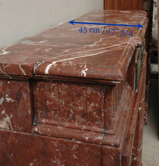 Камин в стиле Людовика XIV из Красного мрамора Норд с инкрустацией. Камин в стиле Людовика XIV из Красного мрамора Норд с инкрустацией.-7