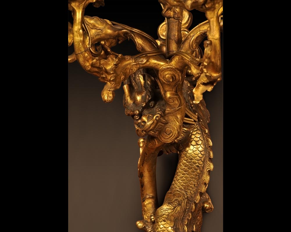 ''Драконы'' Редкая пара настенных светильников в японском стиле позолоченная бронза ''Драконы'' Редкая пара настенных светильников в японском стиле позолоченная бронза-1