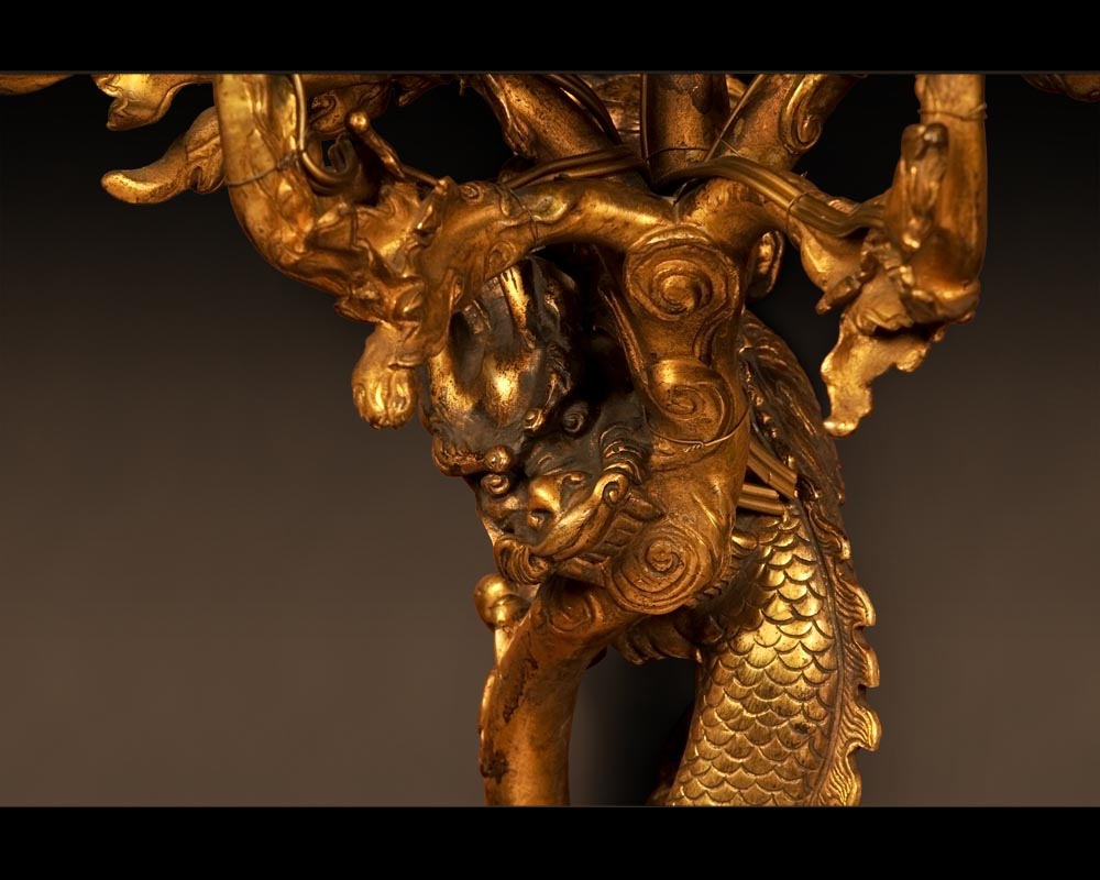 ''Драконы'' Редкая пара настенных светильников в японском стиле позолоченная бронза ''Драконы'' Редкая пара настенных светильников в японском стиле позолоченная бронза-2