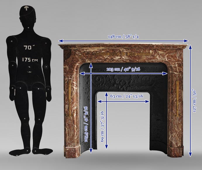 Камин в стиле Транзисион, декорированный элементами из бронзы. Камин в стиле Транзисион, декорированный элементами из бронзы.-8