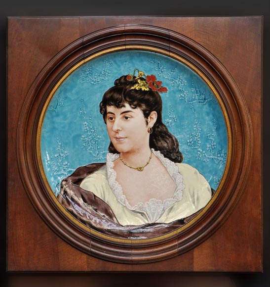 A. Tебарк - Пара женских портретов из эмалированного фаянса A. Tебарк - Пара женских портретов из эмалированного фаянса-6