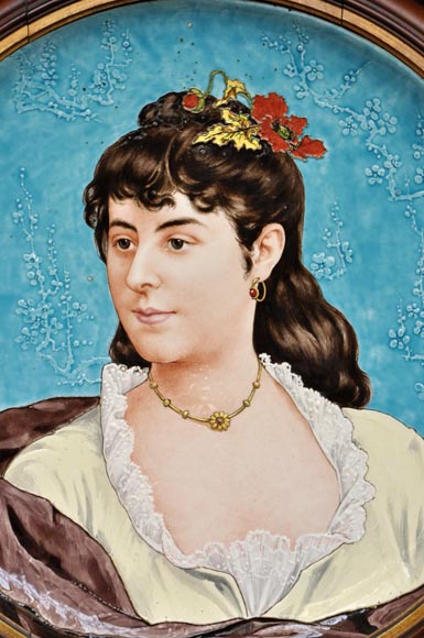 A. Tебарк - Пара женских портретов из эмалированного фаянса A. Tебарк - Пара женских портретов из эмалированного фаянса-7