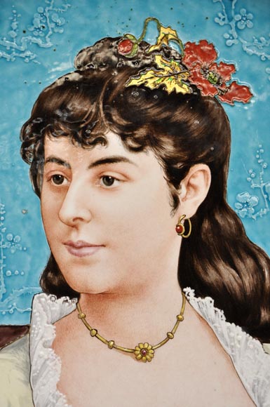 A. Tебарк - Пара женских портретов из эмалированного фаянса A. Tебарк - Пара женских портретов из эмалированного фаянса-8