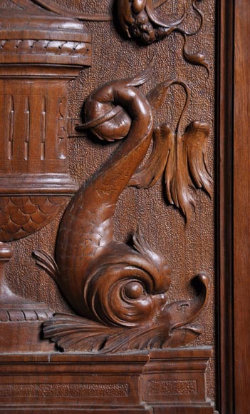 Эджисто ГАЖАНИ – Великолепная тумбочка в стиле Нео-ренессанс из скульптурного орехового дерева, датированная 1876 годом. Эджисто ГАЖАНИ – Великолепная тумбочка в стиле Нео-ренессанс из скульптурного орехового дерева, датированная 1876 годом.-7